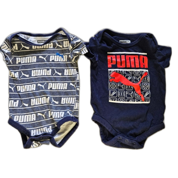 Lot of Two One Piece Infant Button Buckles Blue Red Sz 3-9M - Picture 1 of 4